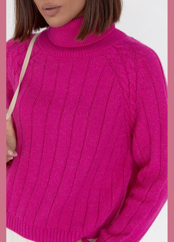 Фуксиновый демисезонный женский вязаный свитер с рукавами-регланами 01031 Lurex