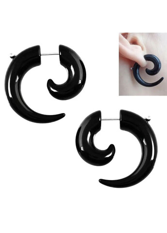 Сережки шип імітація розтяжок тунелів, чорний акрил Пара No Brand (316462635)