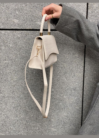 Жіноча сумка через плече крос-боді JY6686 рептилія біла молочна No Brand (296008190)