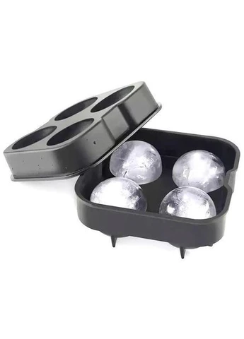 Форма для льда силиконовая Шар 4 ячейки 12х12х4,5 см Черный (C051354) Ice (333707581)
