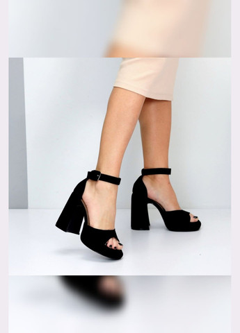 Чорні босоніжки на підборах жіночі літні з еко замші відкриті Viki Босоніжки (329405098)