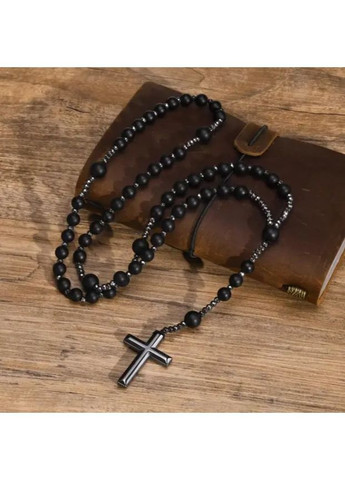 Чотки-підвіска з натуральних каменів 70 см з хрестиком, обсидіан тигрове око лазурит, унісекс аксесуар No Brand (364191375)