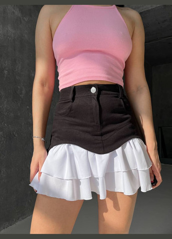 Черное джинсовая юбка имитация баски No Brand