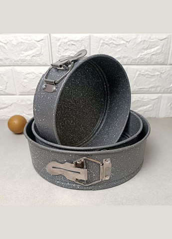 Набор разъемных металлических форм с мраморным покрытием 3шт Ø18/20/22*6.5 см, 0034 А-П A-Plus (366818084)