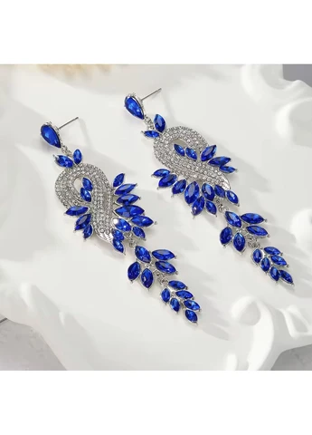 Серьги серебристые каскадные с камнями 95 мм No Brand (400743770)