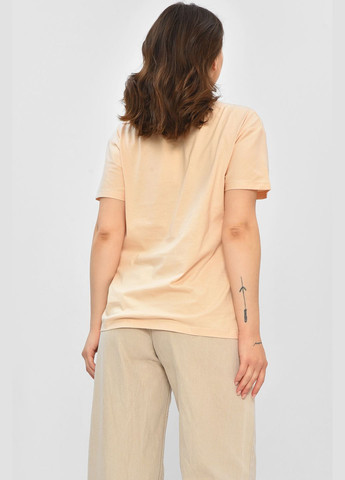 Футболка женская однотонная бежевого цвета с камнями Let's Shop - (336708557)