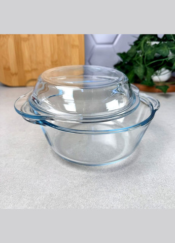 Стеклянная кастрюля с крышкой Borcam 800 мл круглая жаропрочная Pasabahce (316259997)