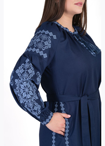 Синя етнічна сукня з вишивкою злата (синій) Golfstream вільна льон (338881483)