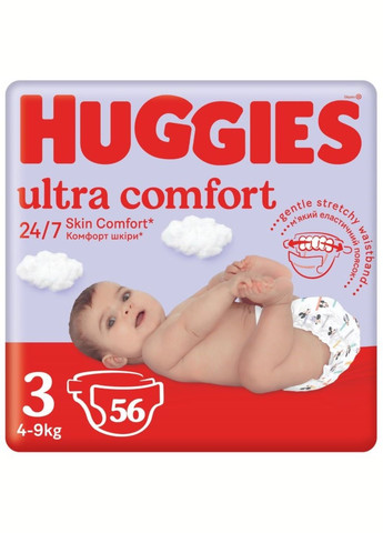 Подгузники Ultra Comfort 3 Jumbo 4-9 кг 56 шт. (5029053567570) Huggies (285791679)