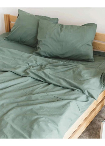 Постельное белье евро Home Вареный хлопок 21041 200х220 см холодный зеленый DUSHKA (327790666)