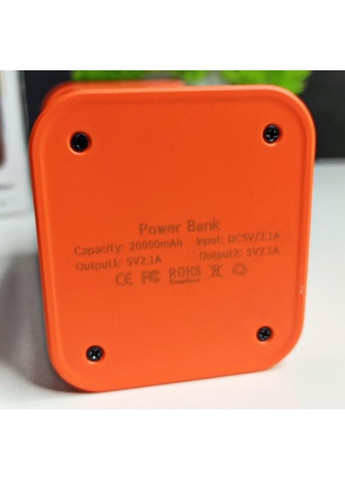 Портативный повербанк Power Bank с прозрачным корпусом и LED-индикацией заряда 20000 mAh Оранжевый (2104618816) No Brand (370606366)