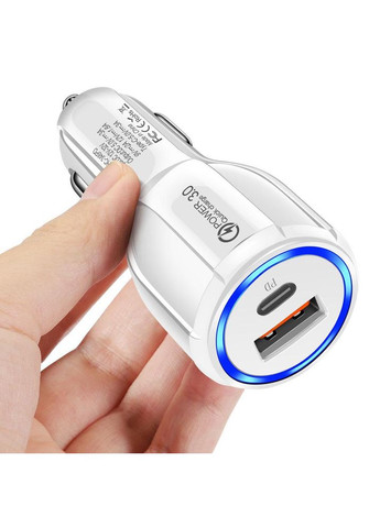 Автомобильное зарядное устройство для CWa USB - Type-C QC 3.0 (R051038) White (349844807)