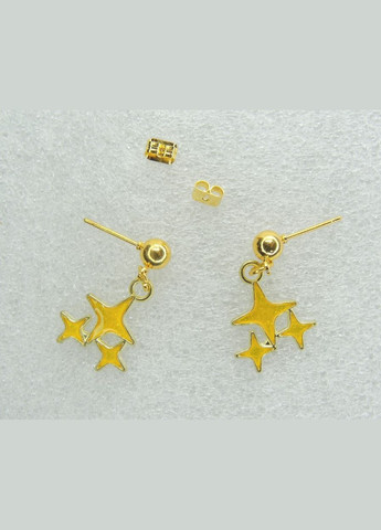 Серьги серьгигвоздики (пусеты) Звездопад 2.5 см золотистые Liresmina Jewelry (285111008)