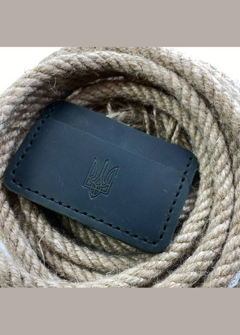 Картхолдер зеленый Тризуб с тиснением кожаный, стильный органайзер чехол из кожи для 4 банковских карт No Brand (333705807)