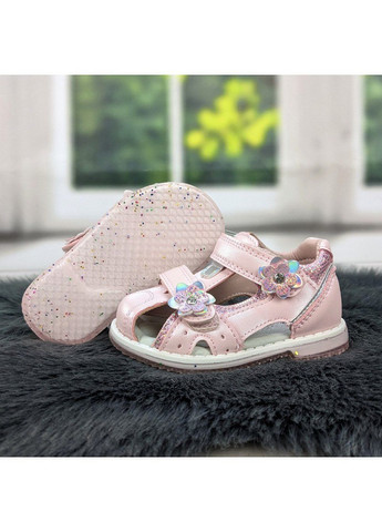 Розовые босоножки детские Clibee с цветами