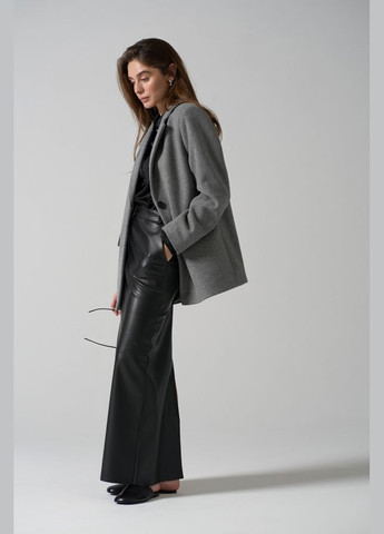 Серое демисезонное Полупальто оверсайз с шерстью и кашемиром (563) Bellise