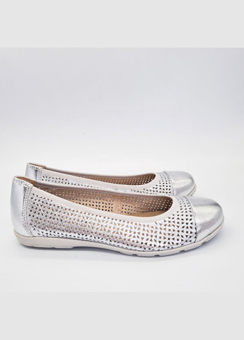 Женские балетки (р) кожа 0-1-1-9-22151-42-941 Caprice | серебряные (328836936)