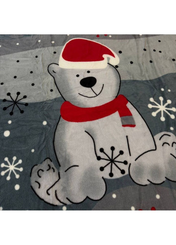 Плед-покривало новорічний двосторонній євро 200х220 фліс/овчина сіро-блакитний Ведмедики NOV2 Colorful Home (366959107)