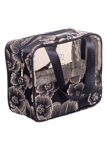 Набір прозорих жіночих косметичок для дому 2 (шт) дорожня косметичка в сумку для косметики, макіяжу, ліків, пензлів Чорний Yiwu (370801039)