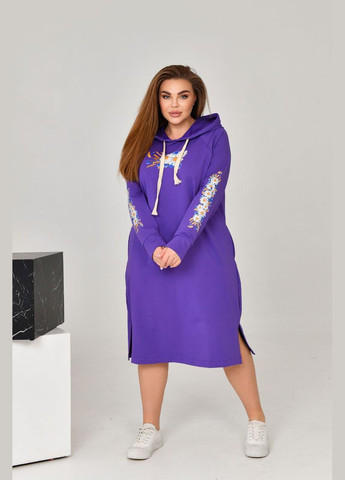 Фіолетова жіноча сукня спорт з капюшоном колір фіолетовий р.52 454333 New Trend