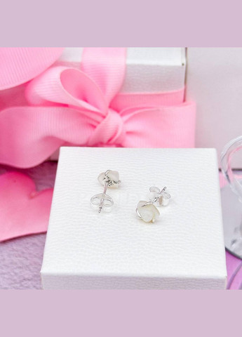 Срібні сережки Квітуча біла троянда No Brand (330768567)