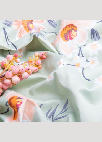 Тканина декоративна Прем'єр Сатин Квіти з водовідштовхувальним просоченням м'ята IDEIA (306459452)