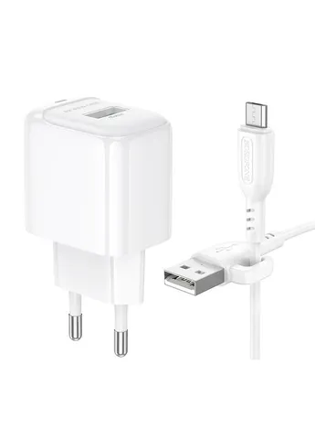Мережевий зарядний пристрій з кабелем single-port QC3.0 charger set(Micro)(EU) White (6941991113796) Borofone BAS42A Potential (361347828)