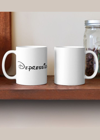 Чашка Керамічна кружка з принтом Depression Біла 330 мл Orca (317320005)