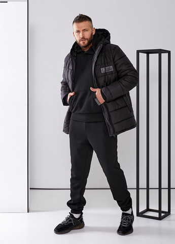 Чорний зимній спортивний костюм з курткою трійка No Brand