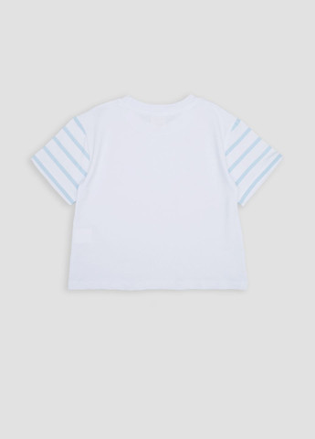 Біла літня футболка з коротким рукавом для дівчинки колір білий цб-00242448 Miss Feriha