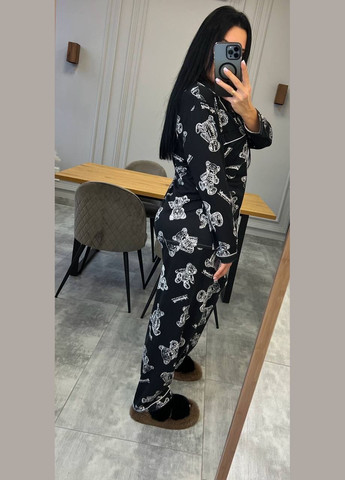 Черная всесезон пижама рубашка + брюки Україна UMButik