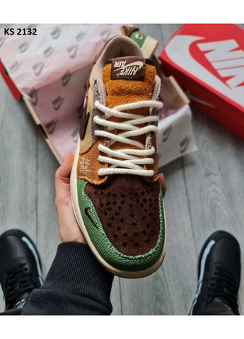 Цветные демисезонные кроссовки мужские nike zion williamson x air jordan 1 retro low og voodoo найк No Brand