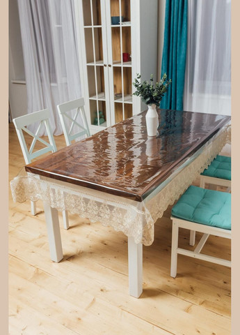 Силиконовая скатерть Бежевое Широкое Кружево 140*140см Royal House (315144152)