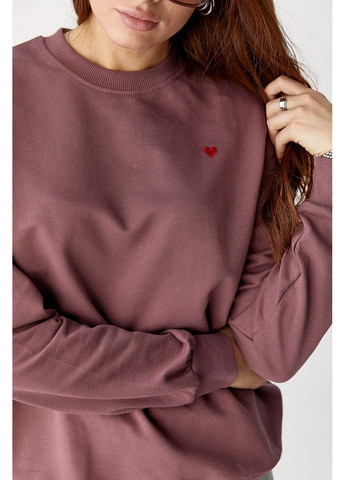 Бордовий світшот вільного крою сердечка вишивка (354780515)