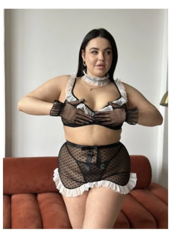 Женский эротический костюм PLUS SIZE сетка в сердечках с рюшами / Женский сексуальный костюм PLUS SIZE из прозрачной сетки 3XL No Brand (393509538)