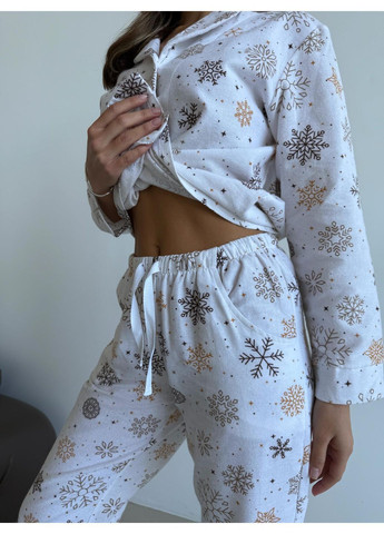 Молочная всесезон домашний костюм пижама из хлопка рубашка + брюки Vakko