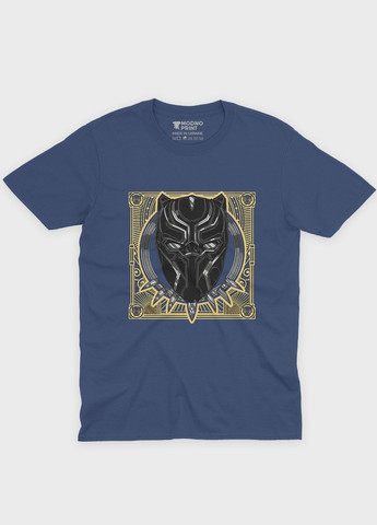 Темно-синяя демисезонная футболка для мальчика с принтом супергероя - черная пантера (ts001-1-nav-006-027-003-b) Modno