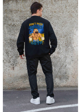 Чорний чоловічий утеплений оверсайз світшот на флісі з принтом usyk Without однотонний без декору (361057456)