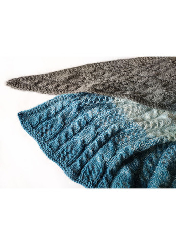В'язана шаль ручної роботи з альпаки сіро-блакитна No Brand (365818560)