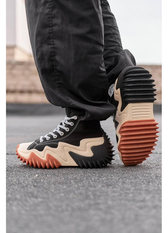 Чорні Осінні кеди чоловічі converse run star motion hi black cream конверс ран стар No Brand