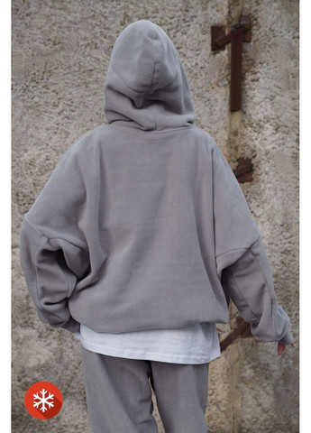 Женская флисовая оверсайз худи толстовка с капюшоном Soprano Gray Without (372519942)