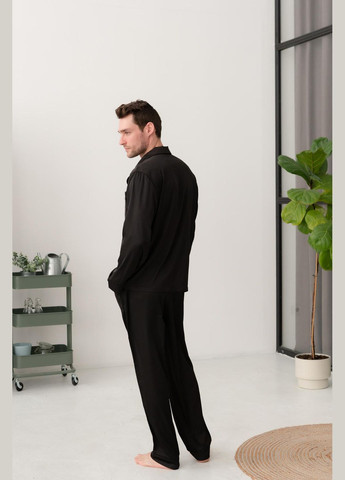Мужская пижама Volcano из шелка черная с черным кантом Cosy (291457311)