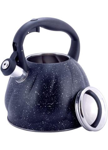 Чайник Whistling Kettle Marble 3л з нержавіючої сталі зі свистком (чорний мармур) Kamille (339778074)