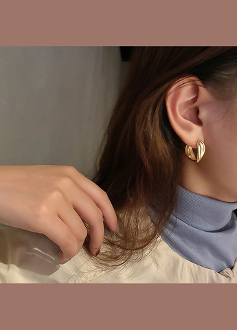 Сережки-півкільця цвяшки Золотий (12-101) No Brand (314931077)