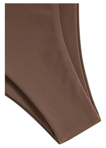 Коричневые женские плавки с высокой талией. однотонные ZAFUL