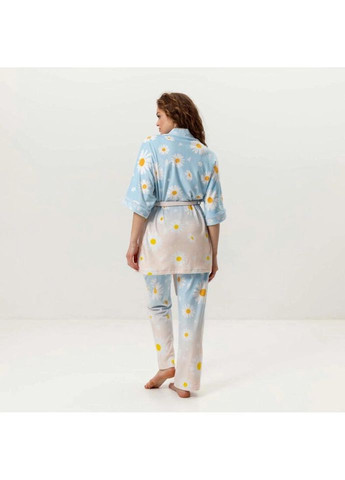 Комбінована всесезон комплект жіночий з плюшевого велюру штани та халат ромашка 3434_l 16021 l FlexDress