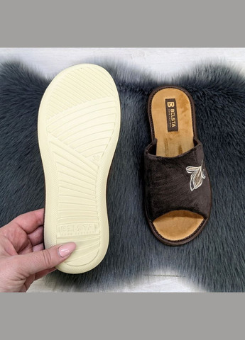 Коричневые тапочки женские открытый носок Белста