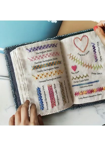 Набор для вышивания с книгой-схемы, 24 цветные нити, иглы и пяльце — комплект для рукоделия и обучения No Brand (366304271)