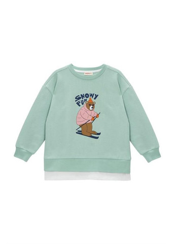 Світшот для дівчинки з принтом ведмедика з трикотажу, колір зелений, вік 1-2 роки, зріст 92 см Zeyland (371919866)