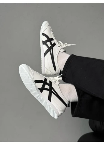 Белые летние кроссовки asics onitsuka tiger mexico white black асикс онитсука No Brand